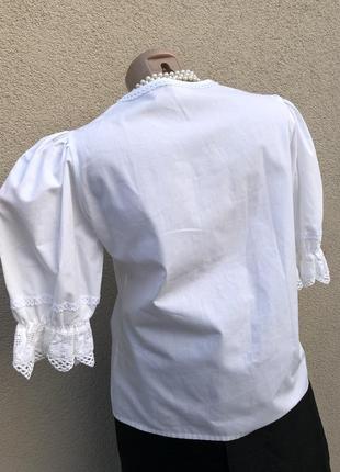 Винтаж,белая блуза с вышивкой,кружево,рубашка,angelika,moden4 фото
