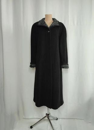 Пальто чорне вовняне, довге, вовна