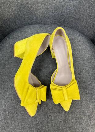 Жовті туфлі bant 🎀 лодочки натуральний замш шкіра 🔰 желтые туфли лодочки bant 🎀 натуральный замш кожа1 фото