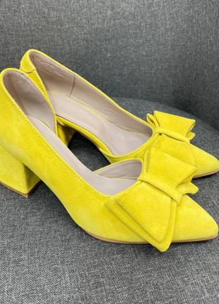 Жовті туфлі bant 🎀 лодочки натуральний замш шкіра 🔰 желтые туфли лодочки bant 🎀 натуральный замш кожа3 фото