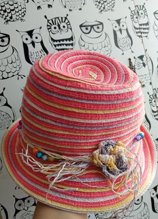 Капелюшок на 3-5 років, капелюх "під солом'п'яний",капелюшок плетінь4 фото