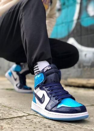 Кросівки nike air jordan retro high blue gloss2 фото