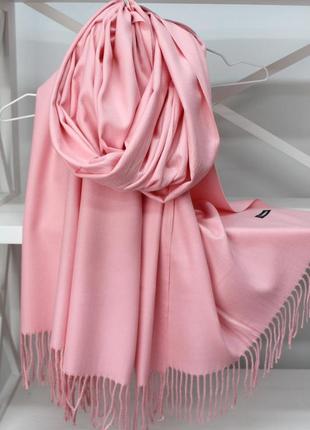 Кашеміровий однотонний шарф палантин cashmere (рожевий) 104030