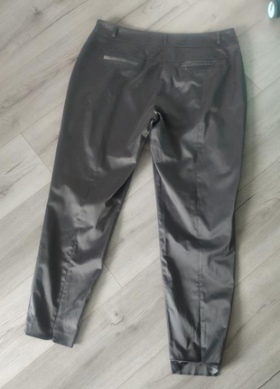 Шелковые зауженные брюки штаны стального цвета5 фото
