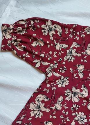 💣шикарна блуза,сорочка,бордо в квіти ,5 фото
