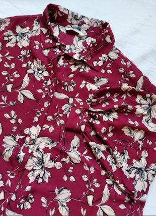 💣шикарна блуза,сорочка,бордо в квіти ,6 фото