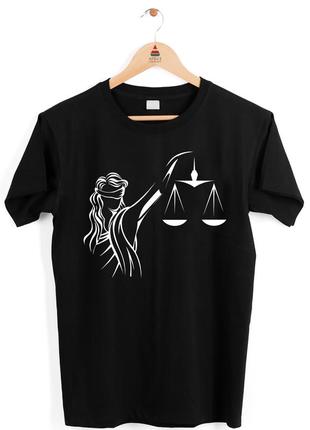 Футболка с принтом "law day. день закона. фемида с весами (белый контур)" push it