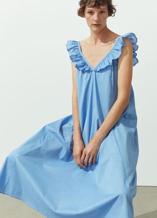 Плаття - сарафан бавовна h&m міді м блакитне4 фото