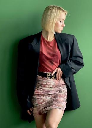 Модная юбка сетка сочетающая в себе принт в стиле прованс и  трендовую модель8 фото