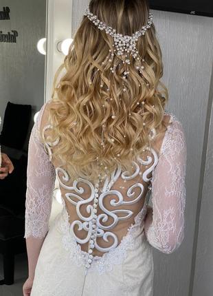 Фата из бусин / венок для волос /віночок для волосся /весільний віночок