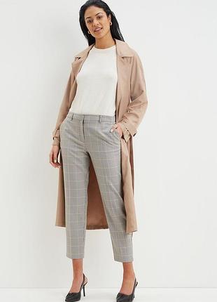Трендові завужені укорочені брюки клітку «гусяча лапка» висока посадка в ідеалі