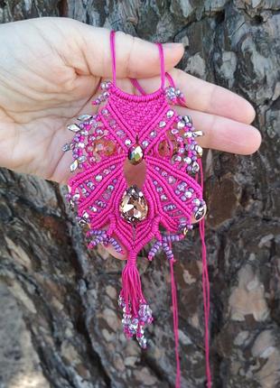 Намисто-кулон - сова малинова