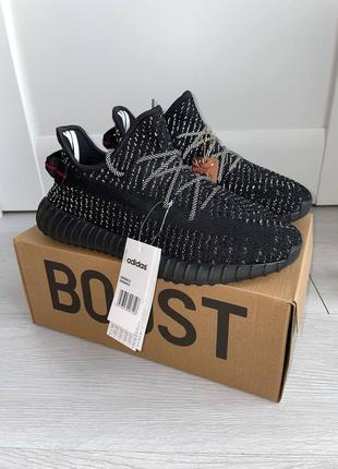 Чоловічі  чорні рефлективні кросівки adidas yeesy boost 350 🆕 адідас ізі буст