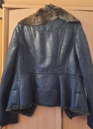 Куртка косуха женская armani jeans оригинал италия мех зима8 фото