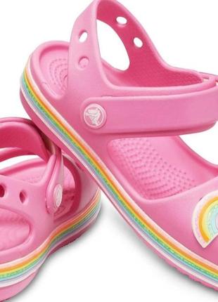 Оригинал crocs детские сандалии босоножки bayaband sandal kid's pink lemonade крокс2 фото