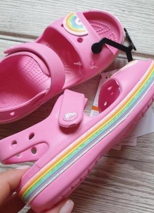 Оригинал crocs детские сандалии босоножки bayaband sandal kid's pink lemonade крокс4 фото