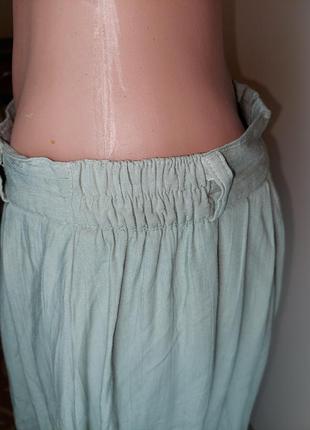 Летняя бирюзовая юбка с карманами7 фото