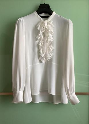 Біла блуза сорочка з жабо zara  р.l4 фото
