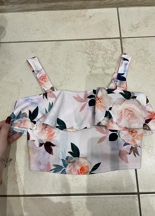 Топ майка цветы принт кроп