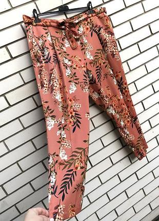 Коралові,брюки,штани,капрі,бант на поясі,батал, великого розміру f&f