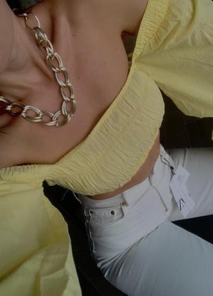 Жіноча блуза жовта bershka4 фото