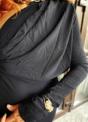 Винтажное стрейч платье футляр на одно плечо миди с драпировкой трикотажное6 фото