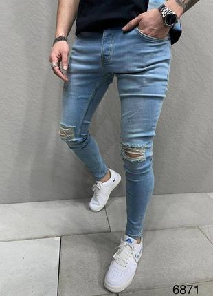 Джинси чоловічі рвані блакитні туреччина / джинси чоловічі штани штани рвані голубі турречина2 фото