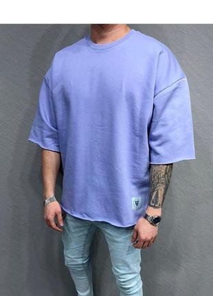 Футболка мужская оверсайз базовая фиолетовая турция / футболка тишка чоловіча базова турречина1 фото
