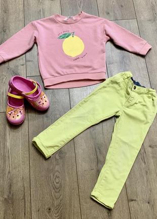 Комплект реглан и джинсы скини н&м  «сочный лимон»