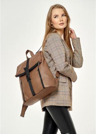 Жіночий рюкзак rene коричневий - нубук7 фото