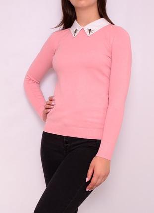 Светр з коміром, рожевий