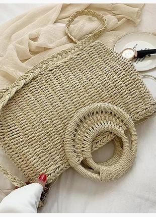 Стильна плетена сумка 2022 солом'яна сумка3 фото