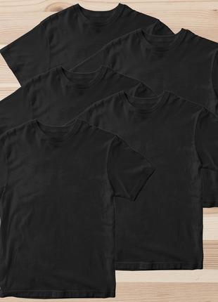 Набір (комплект) футболки базові чоловічі однотонні чорні. бавовна. майки під друк та нанесення.