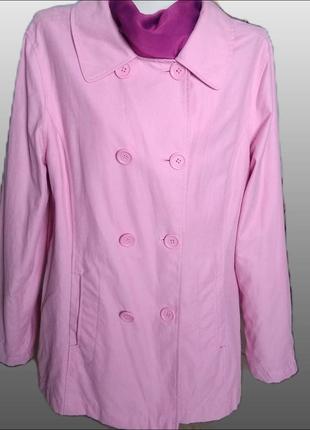 Мехх рожева куртка двобортний тренч плащ, жакет жіночий однотонний тренчкот2 фото