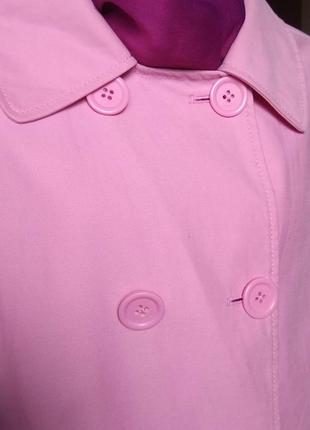 Мехх розовая куртка двубортный тренч плащ жакет женский однотонный тренчкот
