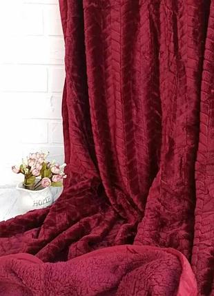 Бамбукове покривало плед косичка 200х230 на овчині