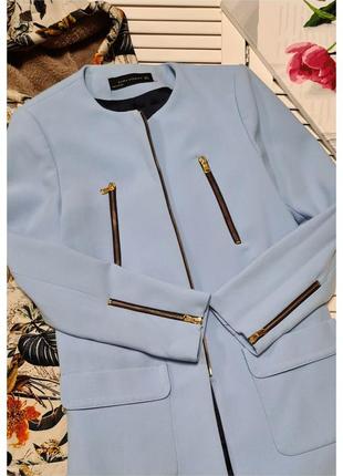 Стильный пиджак пальто zara на молнии с карманами5 фото