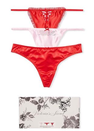 Набор трусиков стрингов в коробочке оригинал victoria’s secret