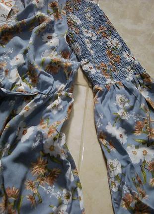 Женственный небесно-голубой в цветы комбинезон ромпер 46-48 р. primark