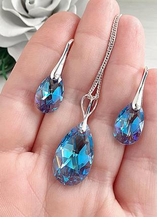 Сережки сваровські та кулон swarovski