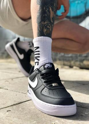 Кроссовки nike air force black white9 фото