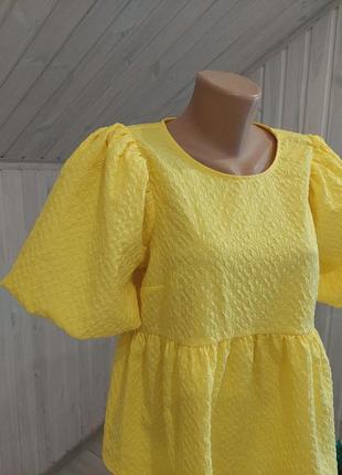 Шикарная желтая блуза с рукавчиками буф от primark2 фото