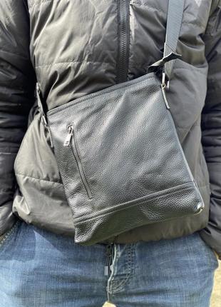 Мужская сумка планшетка через плечо из натуральной кожи