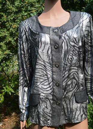 Жіноча блуза - піджак (батал) в сірих тонах з легким сріблястим напиленням 5 xl\58\50.