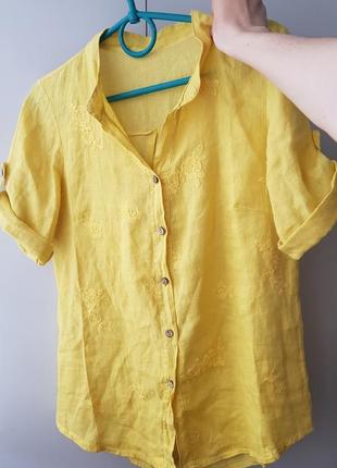 Лляна сорочка, лляна сорочка з вишивкою сорочка з вишивкою, жовта сорочка, жовта сорочка