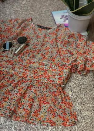 Блуза в квітковий принт від zara3 фото