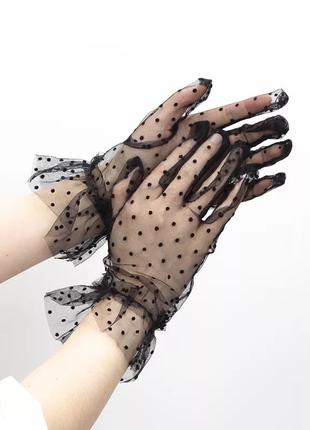 Винтажные декоративные перчатки в сетку, фатиновые вечерние перчатки прозрачные2 фото