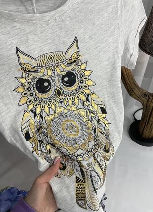 Світло сіра меланж футболка з принтом. fbsister. розміри уточнюйте.4 фото
