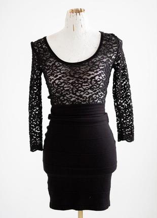 Нове елегантне чорне плаття від orsay з ажурною спинкою і рукавами6 фото