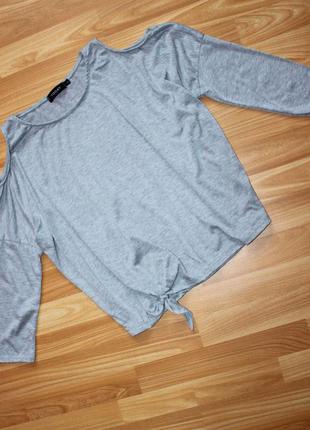 Блуза рубашка футболка кофта серая с вырезами плеч / актуальная стильная модель / today, l4 фото